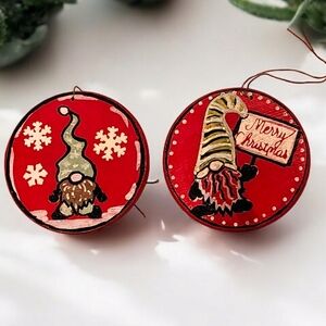 Hand Crafted Red Holiday Gnome Ornaments